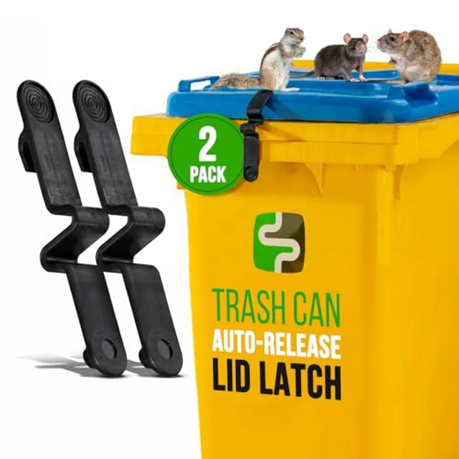 

Push Clip Trash Can Locks for Animals, Easy to Install, Durable Trash Can Lock for Cart Lid Security, 8-96 Gallon Garbage Can L