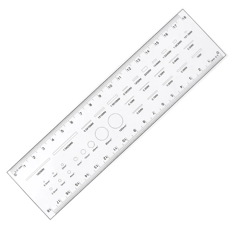 18cm/20cm Film Ruler Gauge Point Dot Line Surface Quality Inspection Straightedge Calibration Ruler Measuring Tools