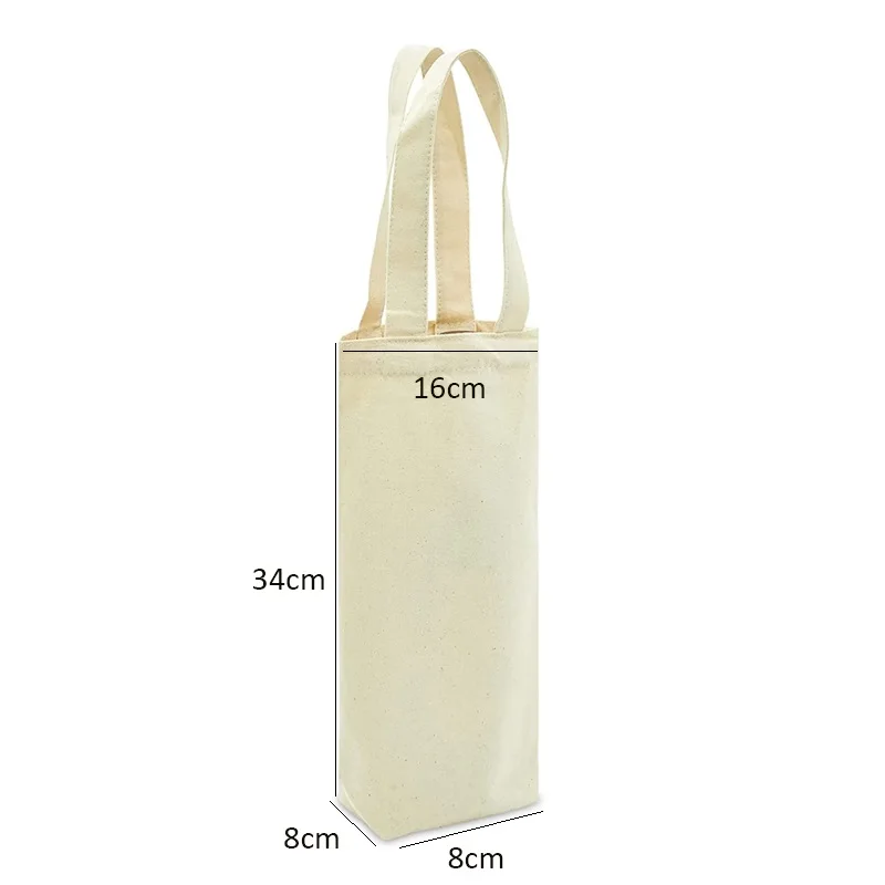 Imagem -03 - Único Canvas Wine Bolsa com Alça em Branco Reutilizável Lavável Wine Carrier Tote Duas Garrafas Presente Planície 100 Pcs