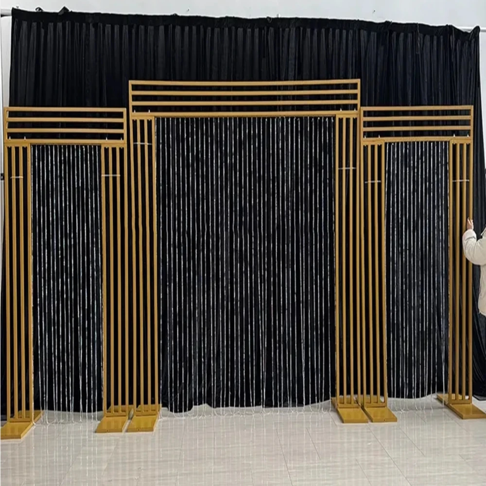 3pcs) Size Beads Curtains Backdrop Frame Metal Arch Backdrop Stand for Wedding Decoration