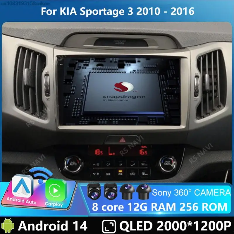 

Android 14 Car Radio For KIA Sportage 3 2010 - 2016 Multimedia Video Player GPS 4G Carplay Auto Stereo QLED DVD Head Unit 2 Din