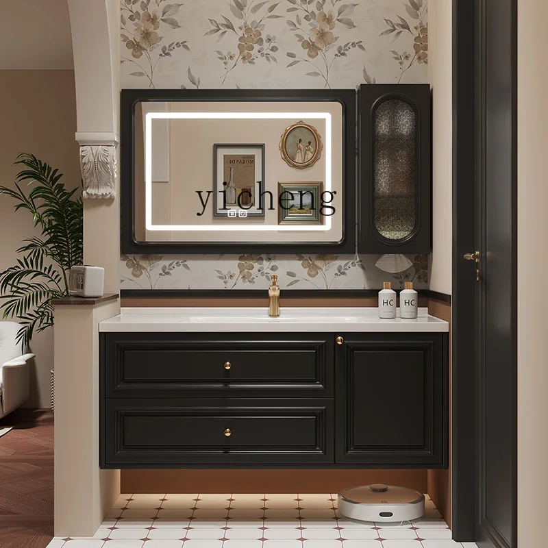 HYS- medieval style paint ceramic integrated smart bathroom cabinet combined bathroom washstand