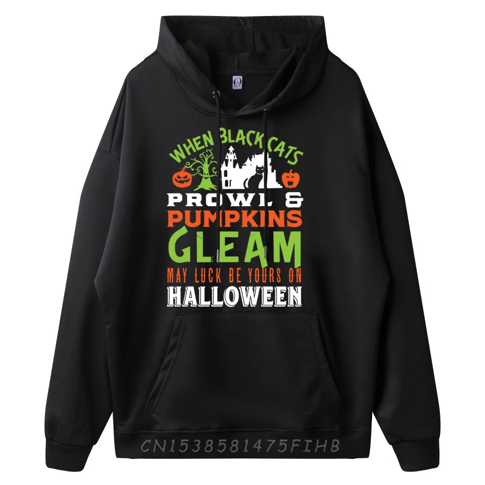 May Luck Be Yours On Halloween Vintage Retro Poem Quote Xs Graphic Pullover Hoodies Men Long Sleeve Tee Plus Size Cool