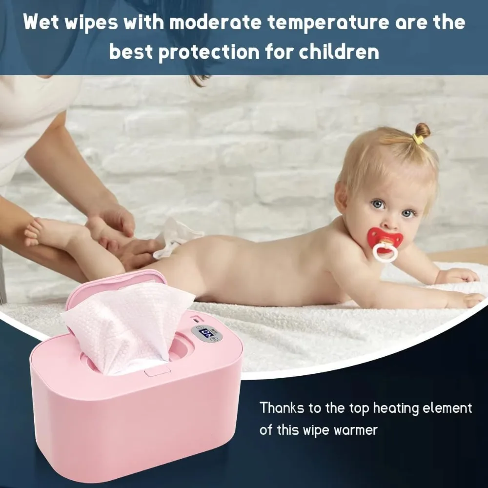 Calentador de toallitas para bebés, dispensador de toallitas húmedas para bebés con pantalla Digital, modos de temperatura ajustables, elementos esenciales para exteriores para recién nacidos