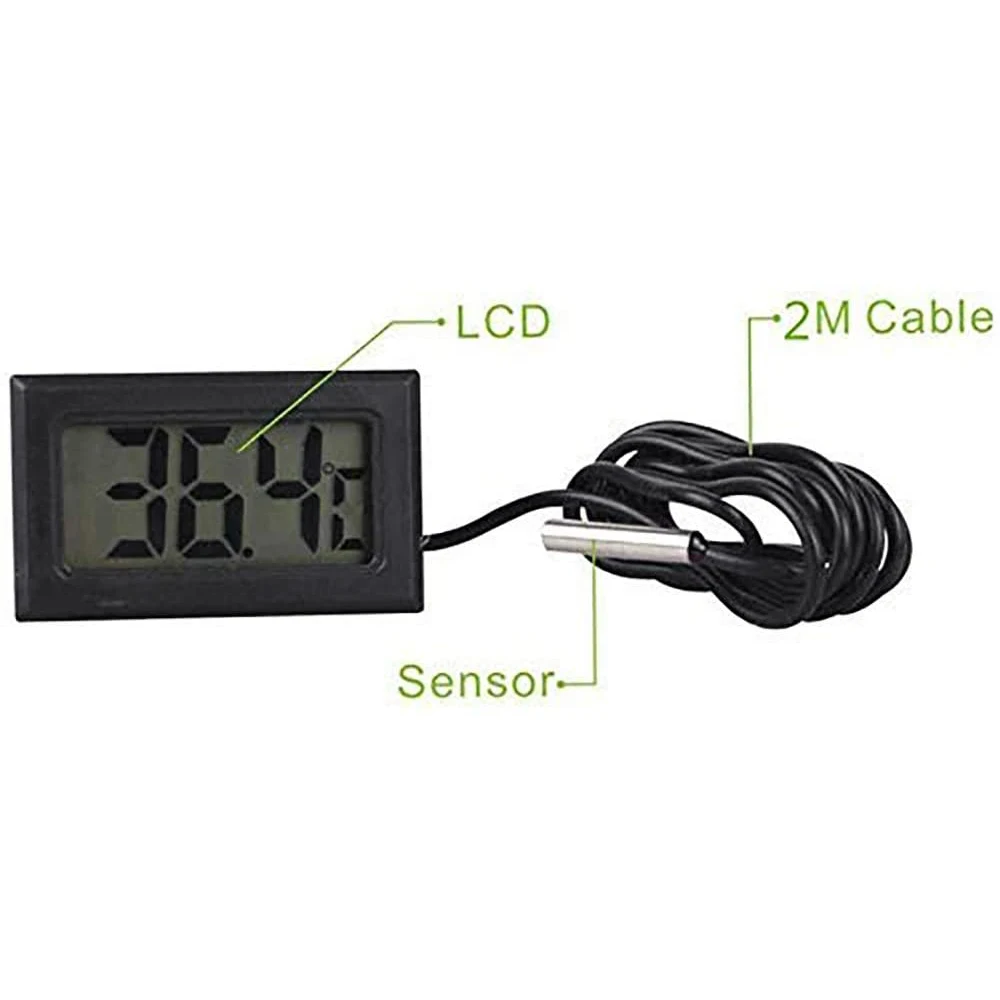 AY03-термометр для холодильника, цифровой ЖК-термометр с внешним зондом 2 м для холодильника с морозильной камерой, аквариума, 6 шт.