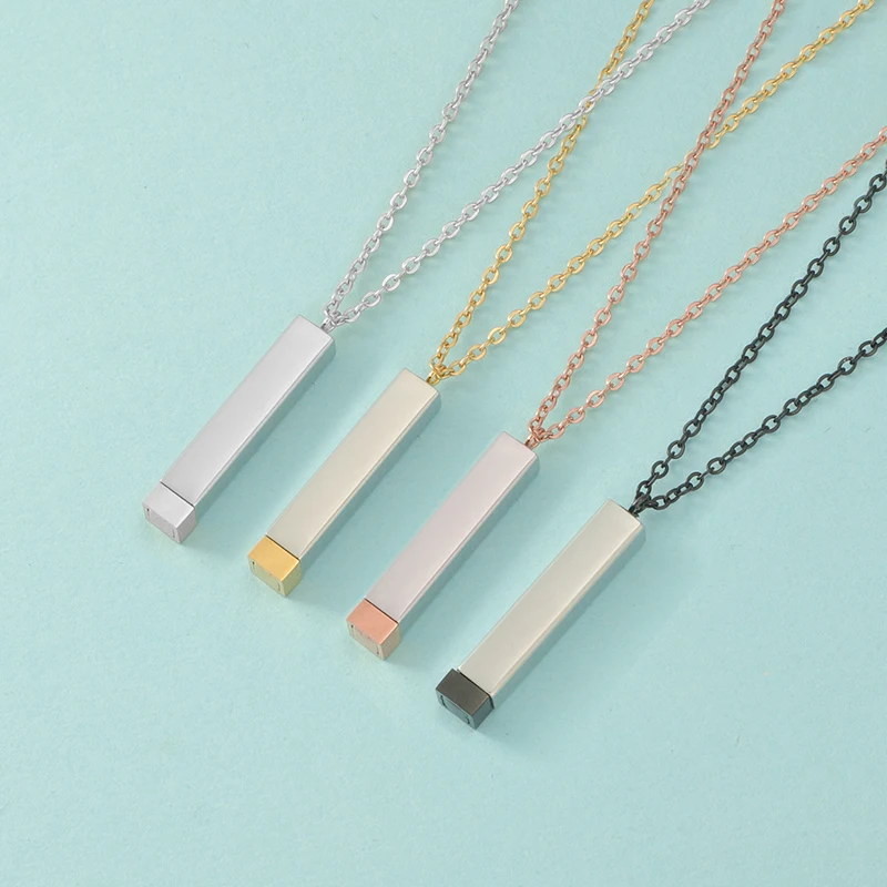 Fnixtar 10 Stück versteckte Anhänger-Charms, hochglanzpoliert, Edelstahl, quadratisch, Würfelstange für DIY-Halskette, Schmuck, Freunde, Liebhaber – Detail 5