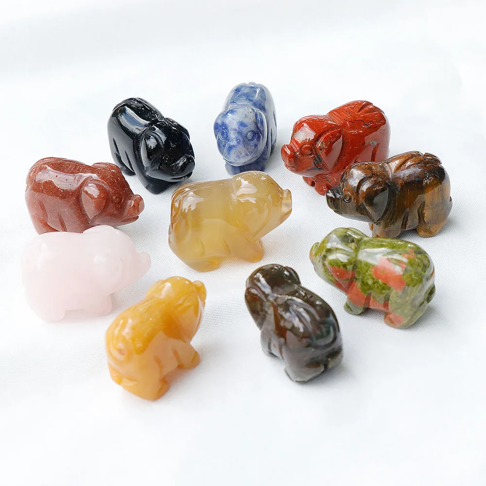 1 inch Natural Stone Carved Pig Shape Animal Mini Handcarved Gemstone Healing Crystals Figurine Statue Carving Office Home Decor - Image 4
