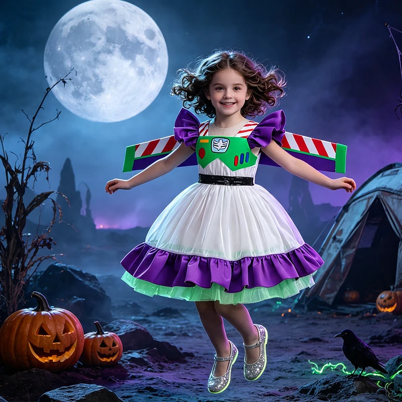 Girls Tutu Dress Toy Cosplay Costume Kids Halloween Carnival Party Outfit Princess Fancy Dress With Wings