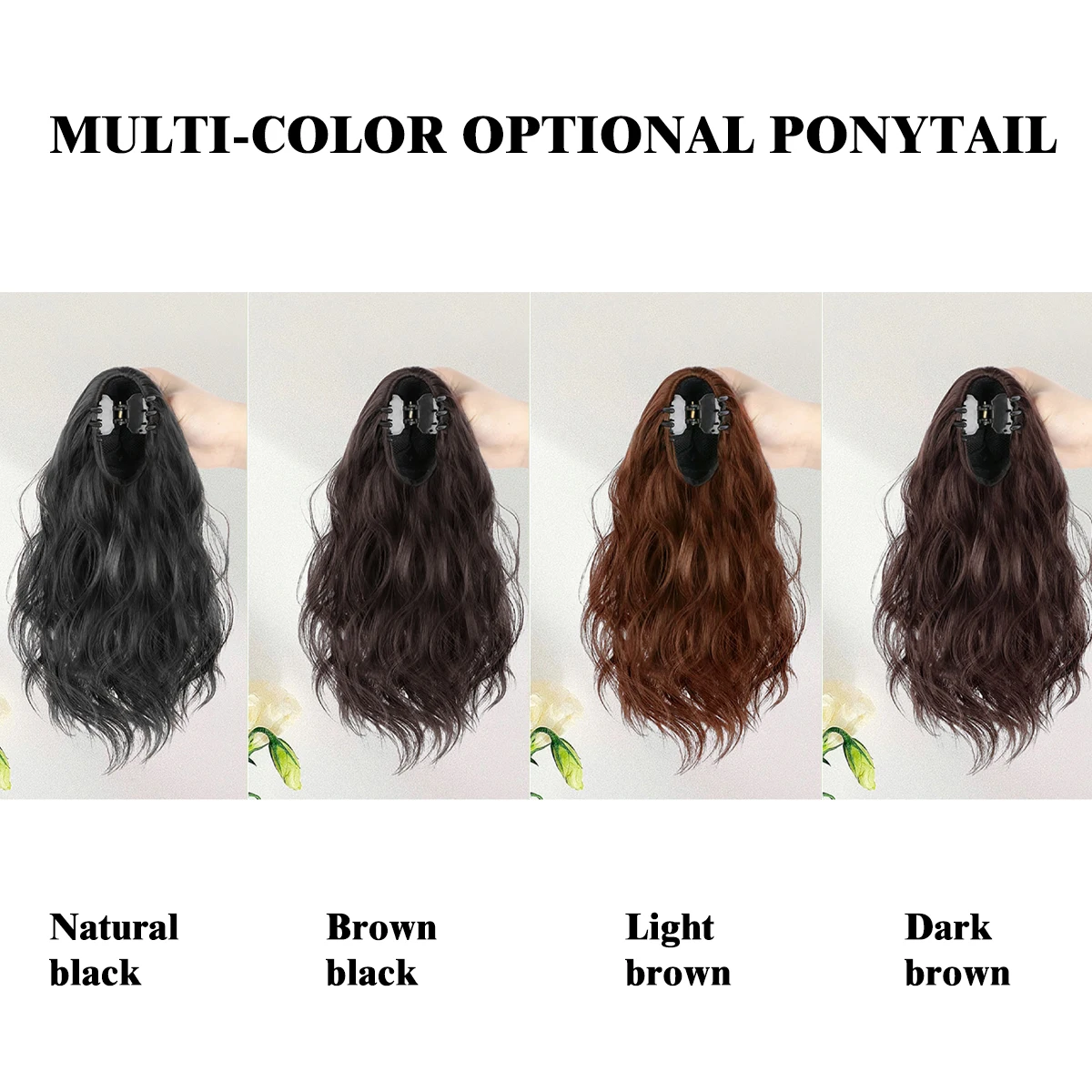 Peruca de rabo de cavalo com ondulação de água sintética de cabelo curto e encaracolado apertado na cauda de cavalo de uma mulher para obter um rabo de cavalo falso naturalmente encaracolado