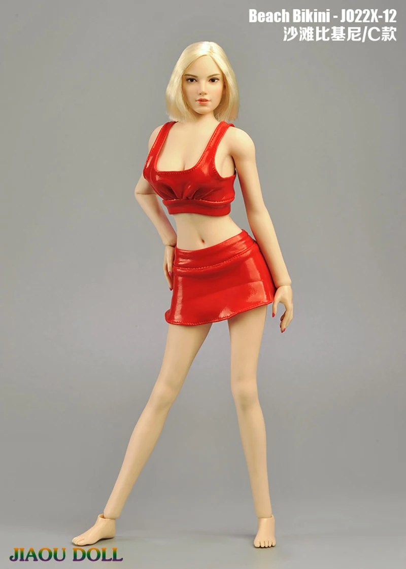 JIAOU JO22X-12 1/6 Female Beach Bikini Sexy Lingerie Vest Skirt Underpants Clothes Model Fit 12-inch TBL PH Action Figure Body