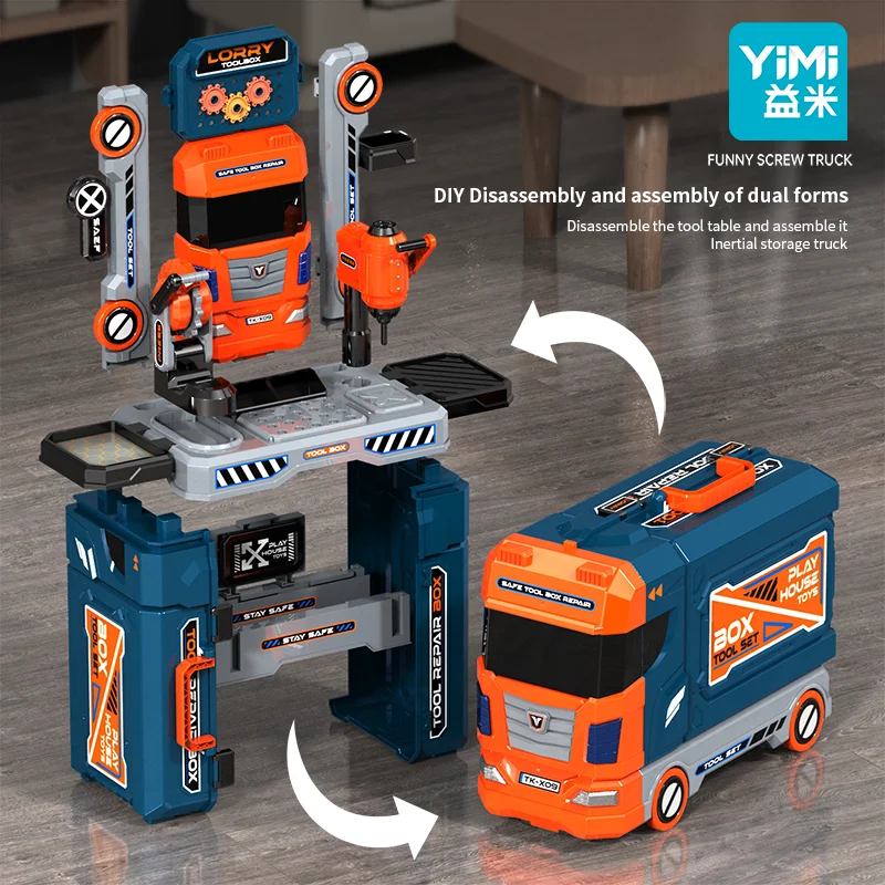 YIMI 65PCS Kids Tool Bench with Realistic Tools and Electric Drill, Suitable for 3-5 Year Olds to Build Their Own Toy Workbench