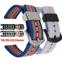 18mm 20mm 22mm 24mm Nylon Canvas Bracelet Quick Release Watch Band for Samsung Galaxy Watch 5/4/3 Classic4 for Hauwei Wrist Band