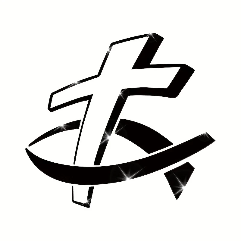 Perfect Christian Fish Car Stickers With Cross - Unique For Car Body Decoration!