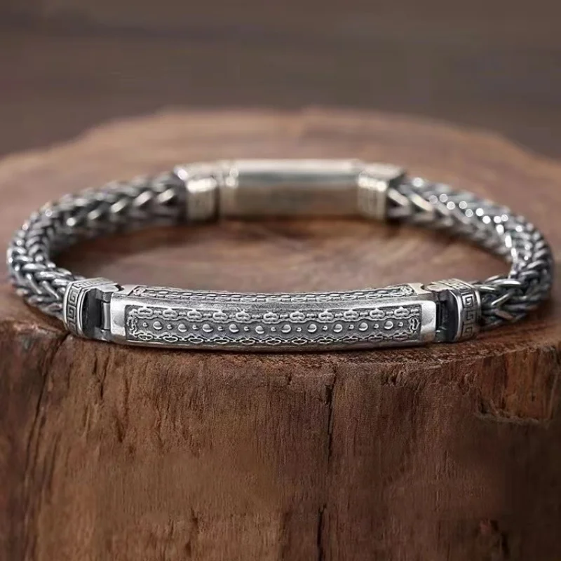 The new S925 silver gloss simple handwoven men's and women's bracelet everything classic fashion bracelet