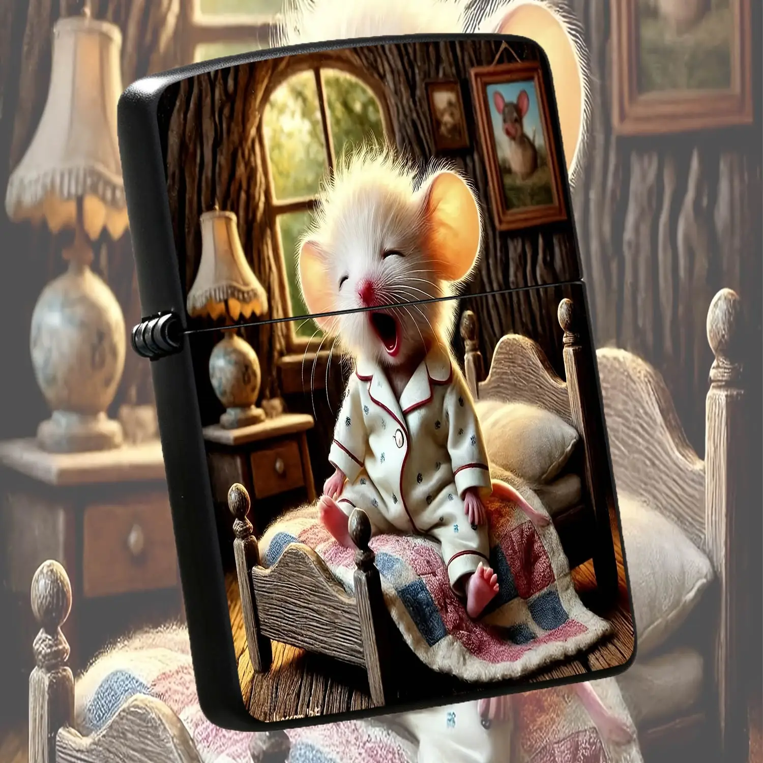 Adorable Yawning White Mouse in CozyPattern Portable Lighter, Versatile for Home Outdoor Travel Gifting, Warm Cute Decorative Practical Item for Daily Multi-scene Use  A Humorous And Interesting Lighter