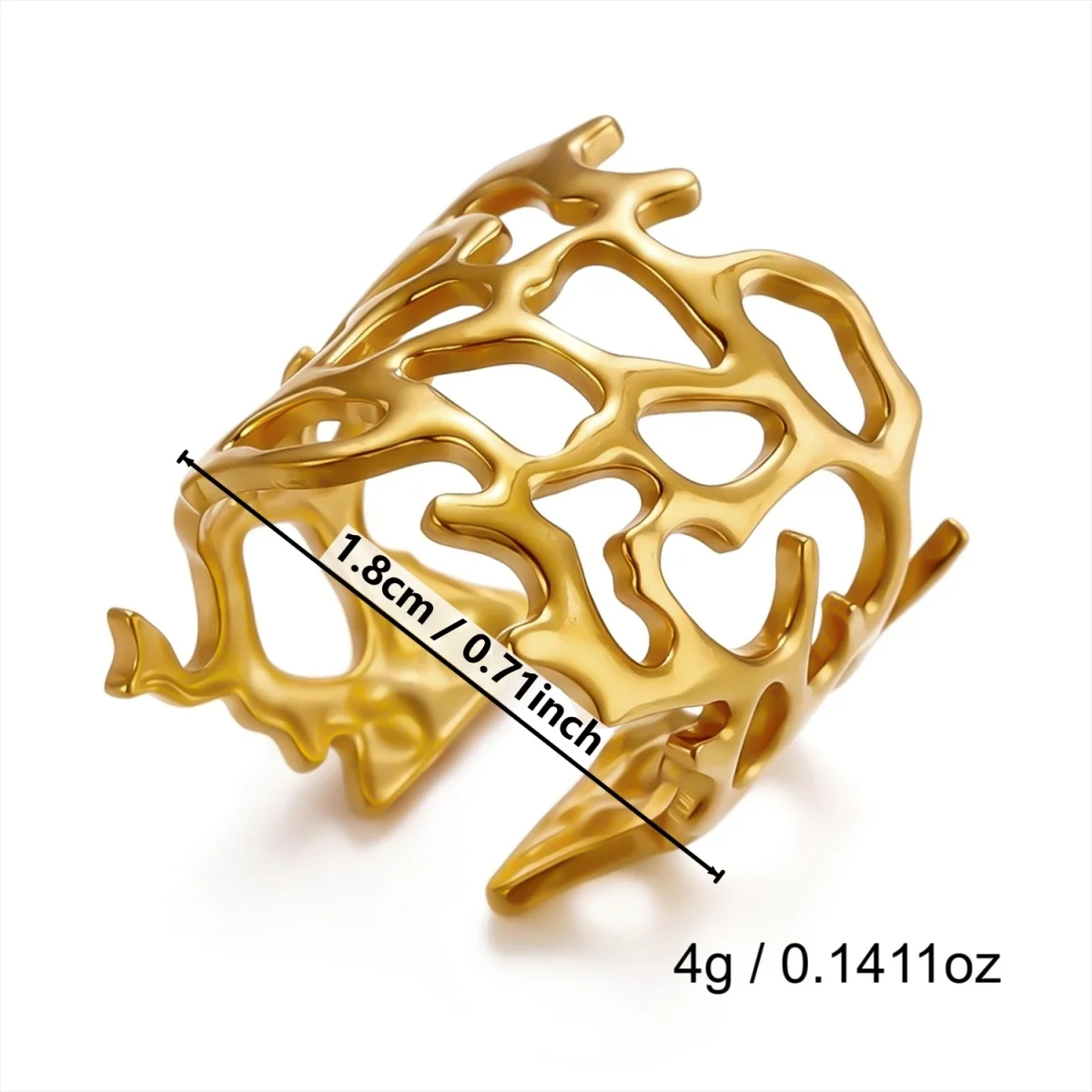 Edelstahlringe mit unregelmäßigen Wellen, Korallen, Seesternen und Blumen für Damen und Herren, Retro-Punk, florale Blätter, geometrische Linien, Boho-Schmuck – Detail 32