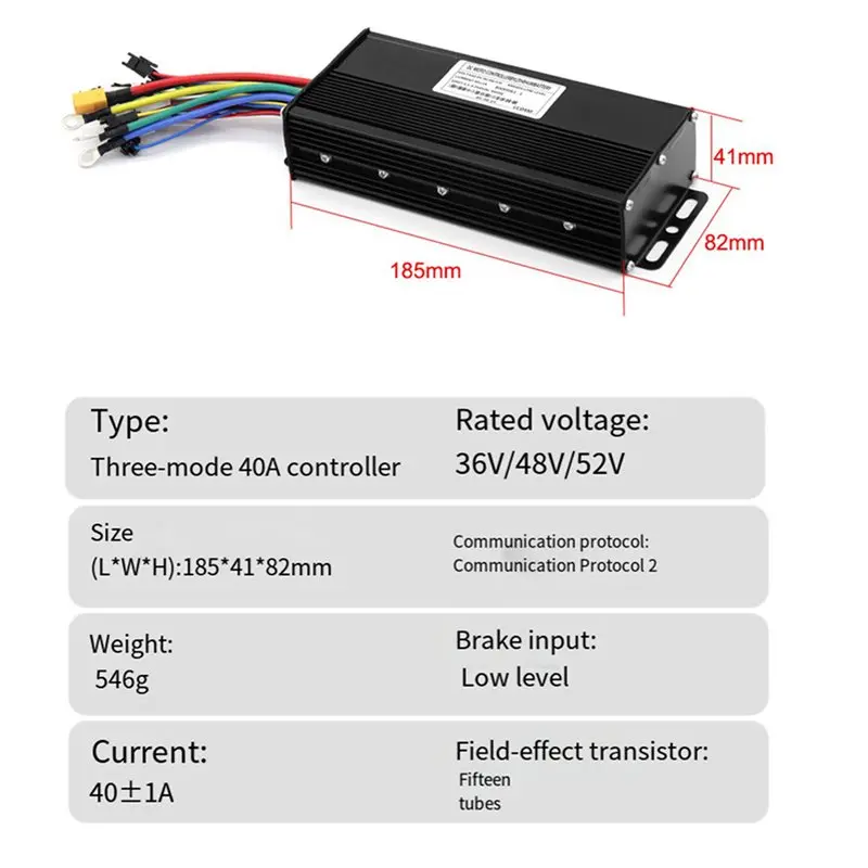 Picture 3: A06F-3X 36/48V/52V E-Bike 40A 1500/2000W Three Mode Sine Wave Brushless Controller