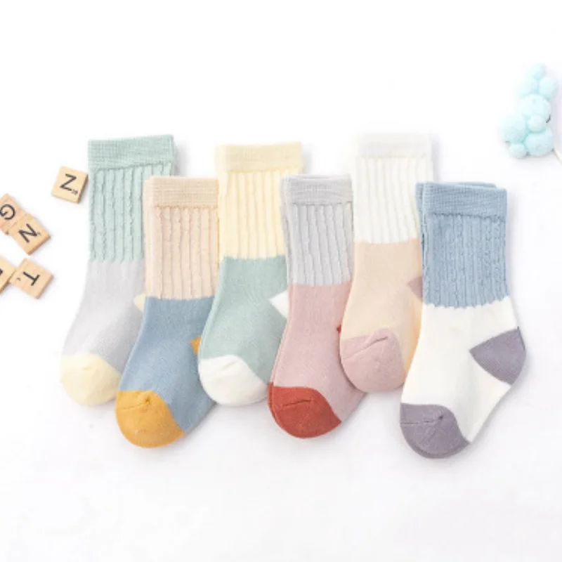 

6Pairs Baby Socks Newborn Kids Splice Stripe Design Fadeless Soft Warm Children's Sock,Deposit First to Get Discount much