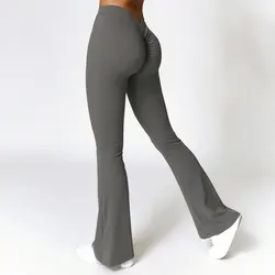 Pantalones acampanados para mujer, mallas deportivas sin costuras de cintura alta para Yoga, gimnasio, entrenamiento, Fitness, secado rápido, Push Up, ajustados