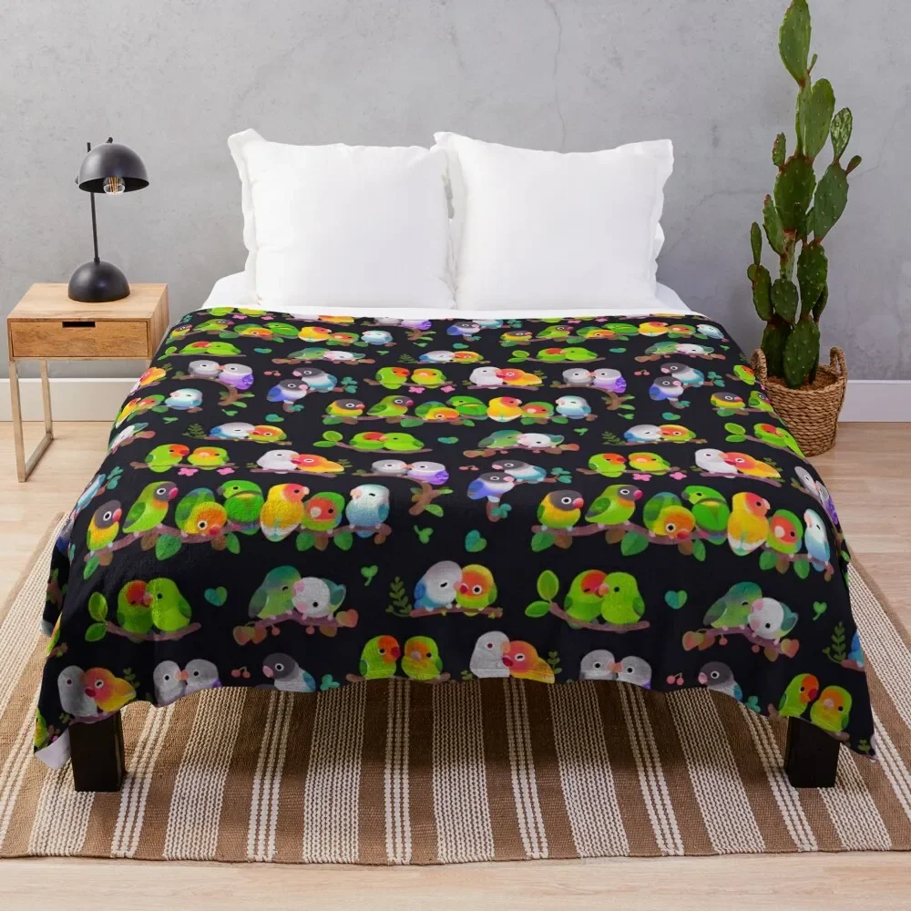 Lovebird - dark Throw Blanket blankets and throws Sofa Quilt Travel Summer Beddings Blankets