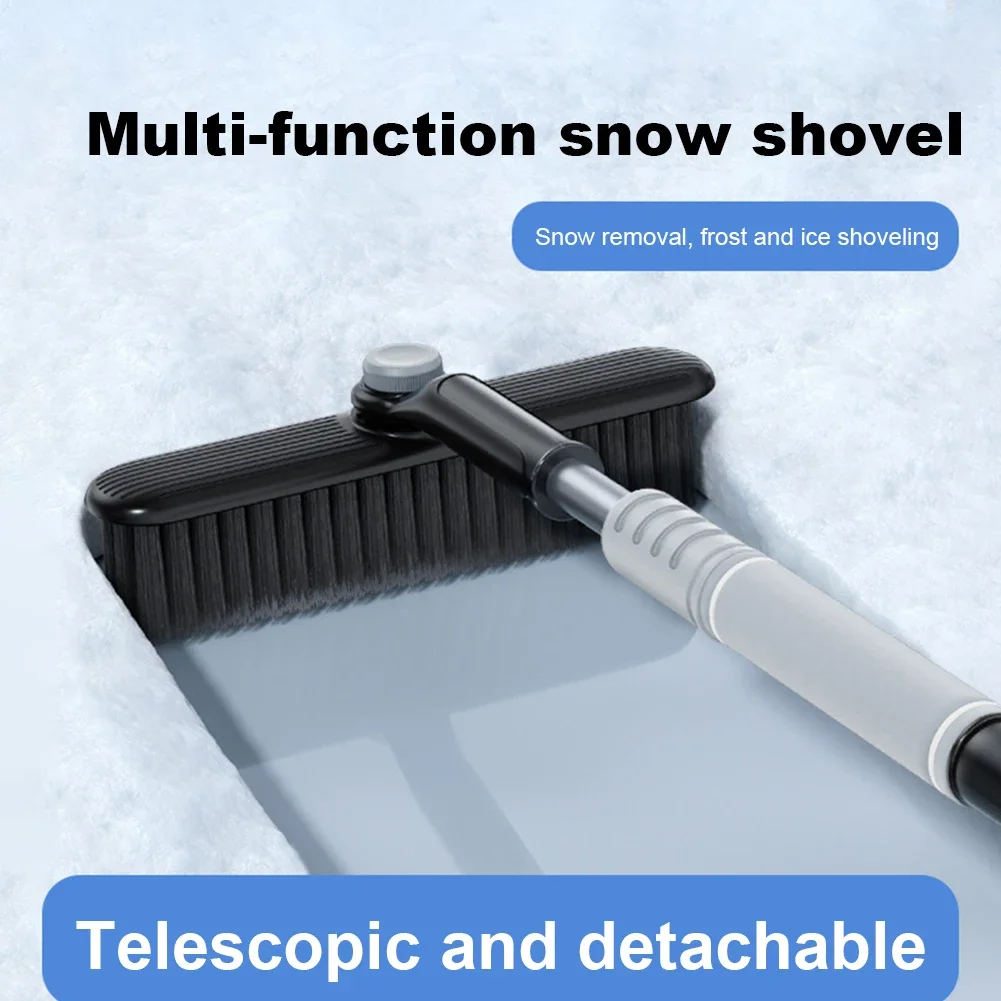 Universal Snow Shovel Brush Telescopic Car Glass Deicing Cleaning Tool 2-in-1 Detachable Snows Ice Scraper Quick Clean Wash Tool