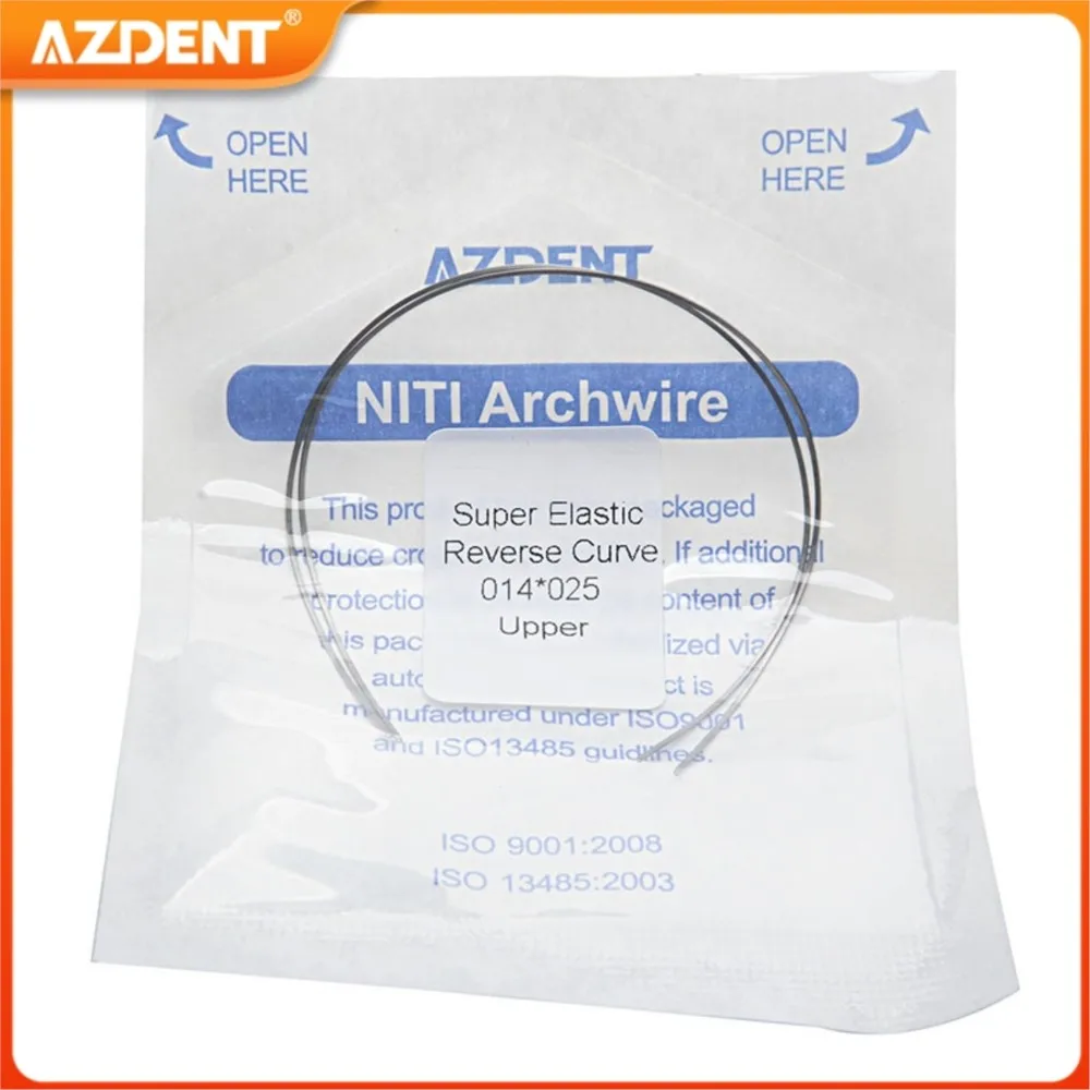 2PCS/Pack Dental Orthodontic Reverse Curve Round Rectangular Arch Wires AZDENT Super Elastic NITI Alloy Upper Lower