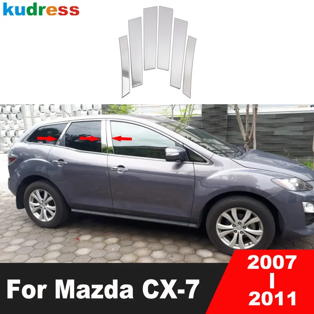 

For Mazda CX7 CX-7 2007 2008 2009 2010 2011 Steel Car Window Center Pillar Cover Trim Middle B C Pillars Post Strip Accessories