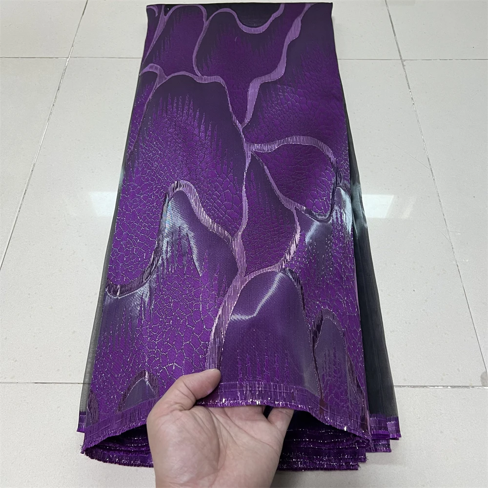 2025 Nieuwste Nigeriaanse Hoogwaardige Tule Kant Stof Jacquard Organza Borduren Guipure voor Party Prom Ontwerp 5 Yard YXZ185