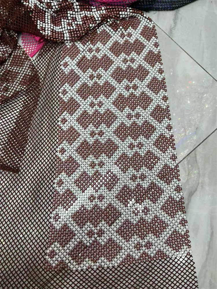 

High density stretchable crystal Rhinestone Mesh Fabric Stretchable for party wear Evening Gowns Sparkling Rhinestone Fabric