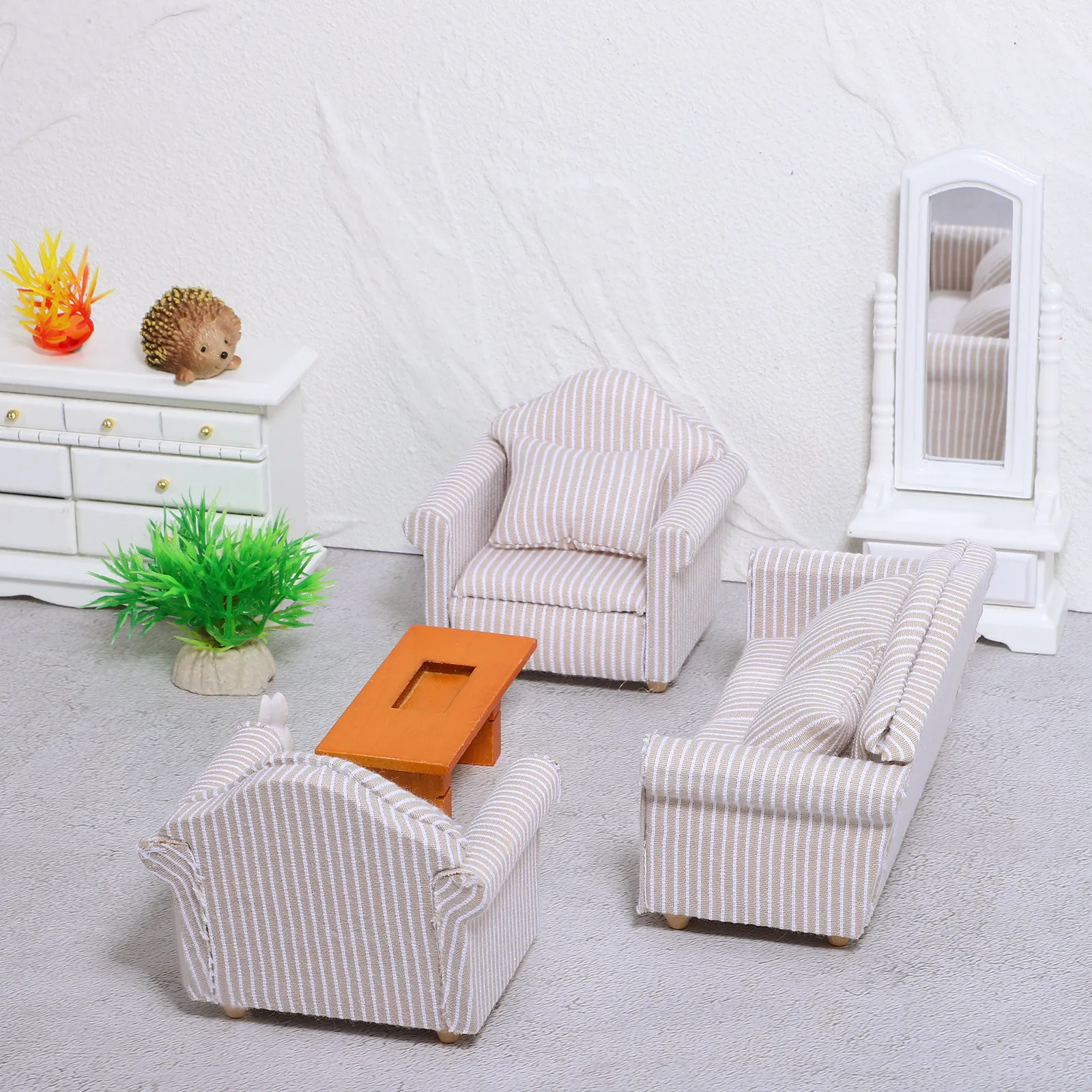 

3Pcs Miniature Furniture Couch Comfortable Touch Kids Playroom Office Decor Simulation Sofa for Creative Learning Fun