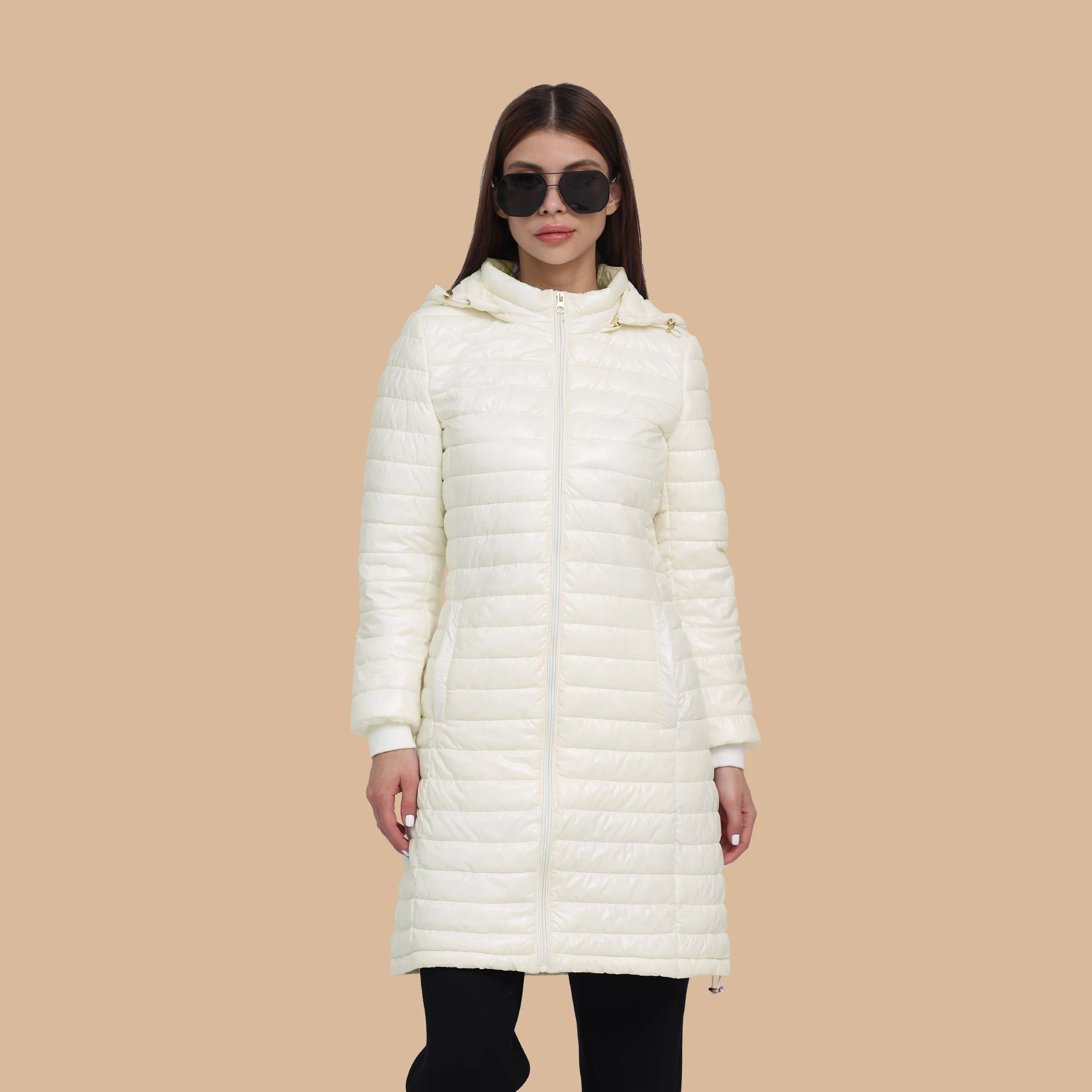 SANTELON donna lungo caldo piumino ultraleggero cappotto con cappuccio regolabile femminile inverno esterno leggero Parka portatile