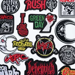 ROCK Band Music Patch Embroidered iron on Patches For Clothing Guitar Moon thermoadhesive For Clothes Jackets Sew DIY sticker