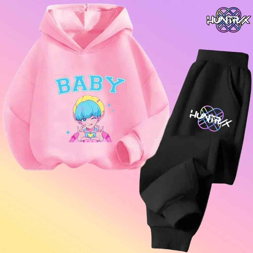 الخريف الشتاء Kpop شيطان الصيادين الكرتون طباعة الأطفال هوديس مجموعات 2 قطعة هوديي السراويل الفتيان الفتيات بلوزات 2-13 سنة الملابس