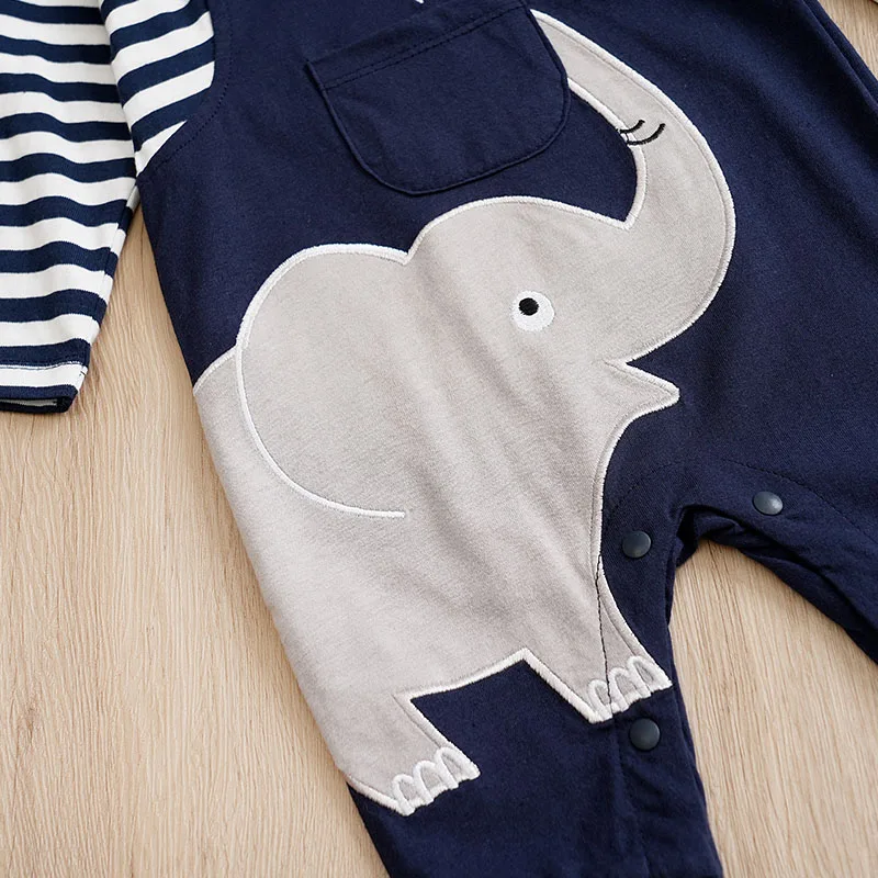 جمبسوت بأكمام طويلة لحديثي الولادة ، قطن خالص ، بنطال بحزام فيل لطيف ، أولاد وبنات ، جديد ، للربيع والخريف #4