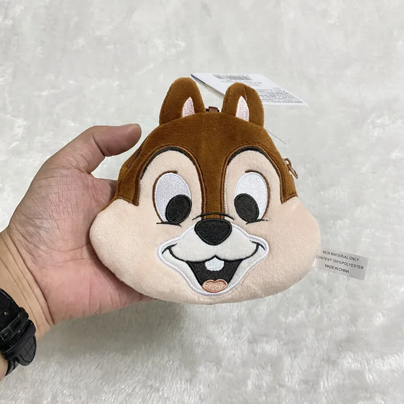 Disney Anime Figure Kawaii Wallet Pendant Chip Dale Strawberry Bear Cute Girl Heart Coin Purse Couple Headset Key Storage Bag