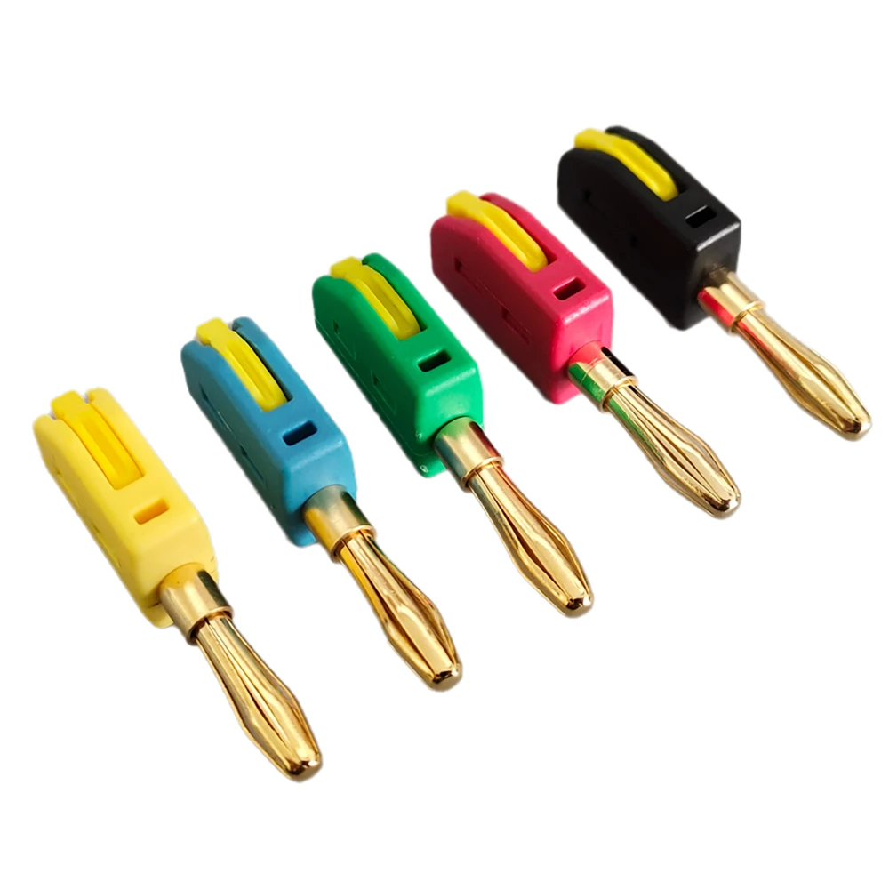 2/5Pcs 4mm Banana Plug Connector 32A High Current Gold-Plated Press-Type Screw-Free Quick Connect Terminal Post for Sensor