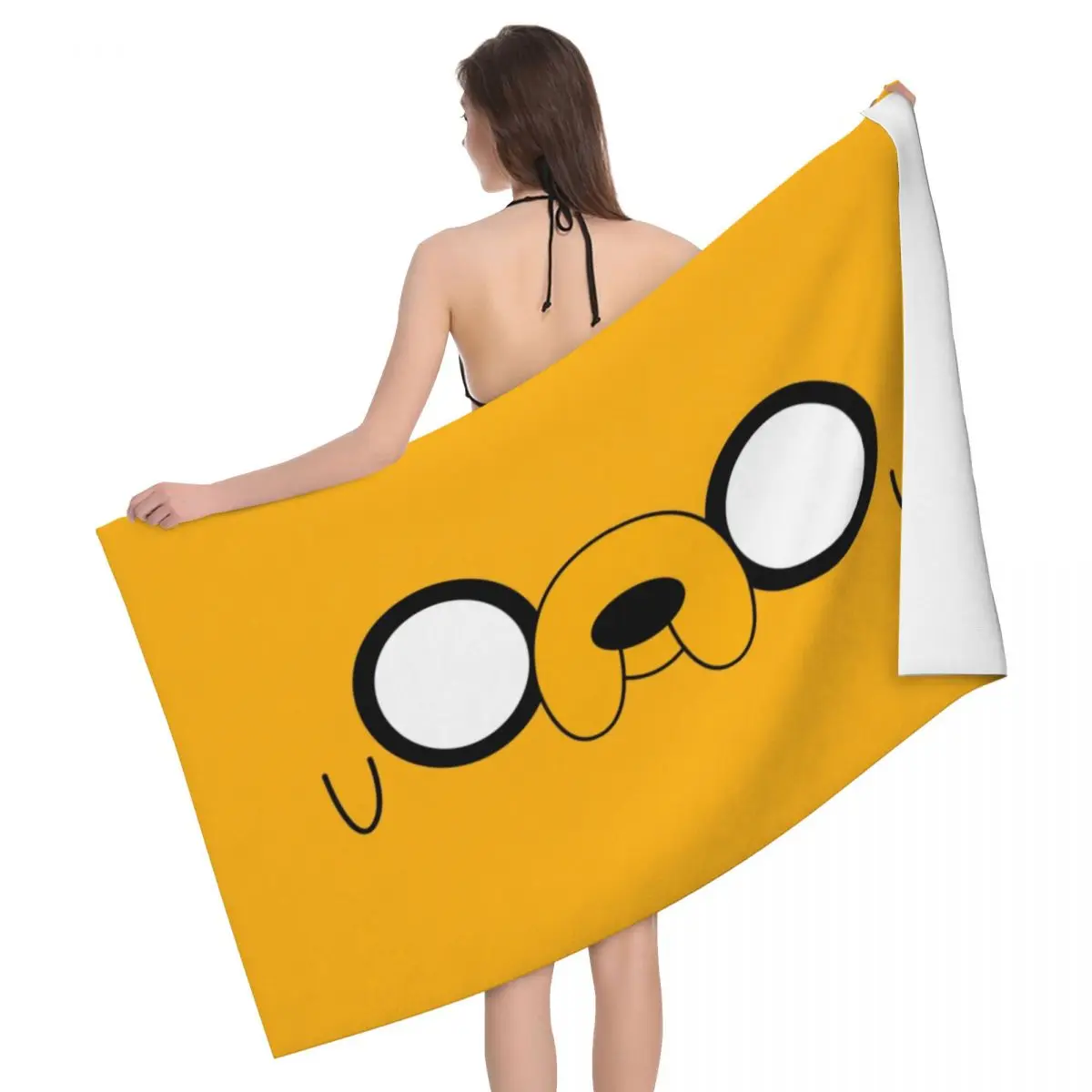 Custom Adventure Time Jake's Eyes Beach Towel Cartoon TV series Soft Linen Microfiber Bath Towels