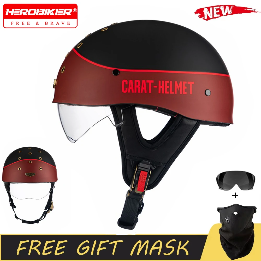 

Retro Motorcycle Helmet Anti Fall Wear Resistant Moto Half Helmet DOT Certification ABS Material Motorbike Riding Helmet