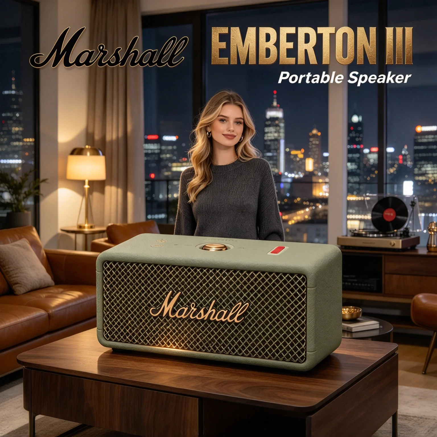 Marshall Emberton III Bluetooth5.3 Portable Speaker Multi‑point Connection 32H Playtime Type‑C Charging IP67 Waterproof Loud