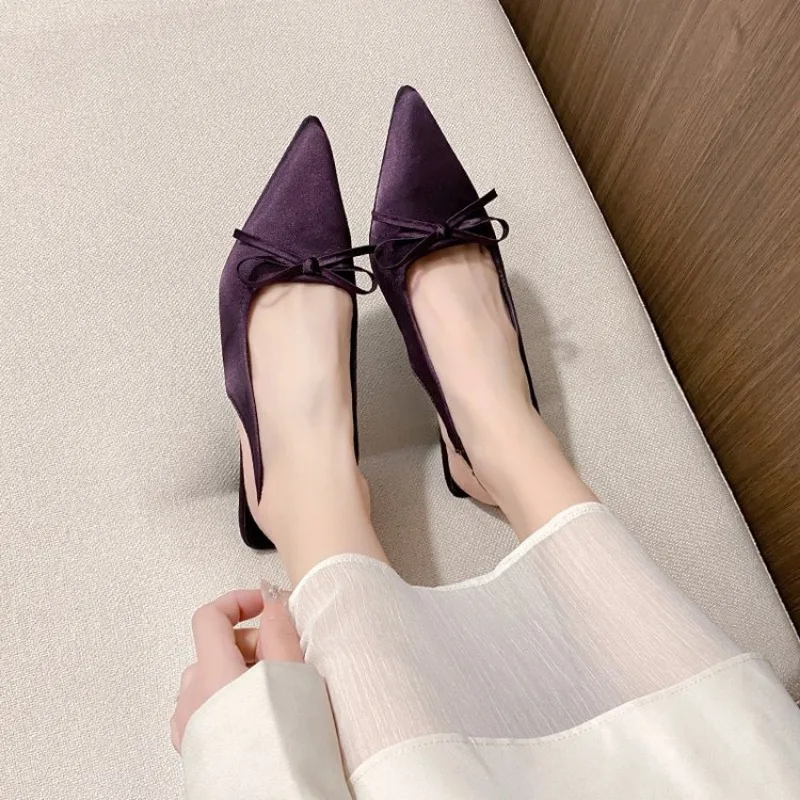 Satin Pointed Toe High Heeled Sandals Women Summer New Sexy Thin Heels Slingback Shoes Bow Elegant Party Dress Shoes Women Pumps image 4