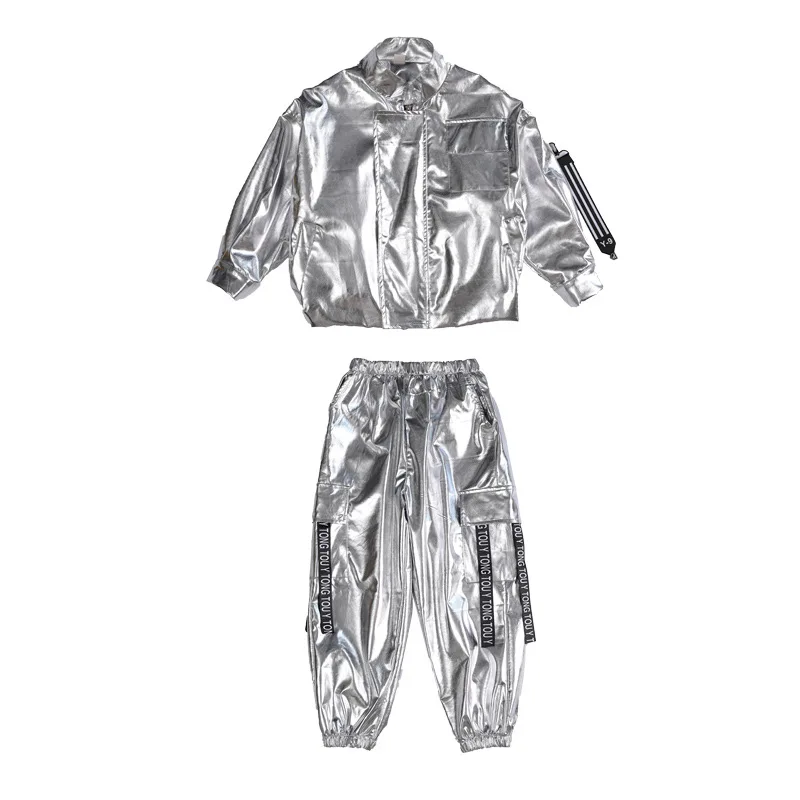 Sequin Children Fashion Top Coat Pants Ballroom Dancing Clothes Jazz Dancewear for Girls Boys Street Dance Wear Hip Hop Costumes