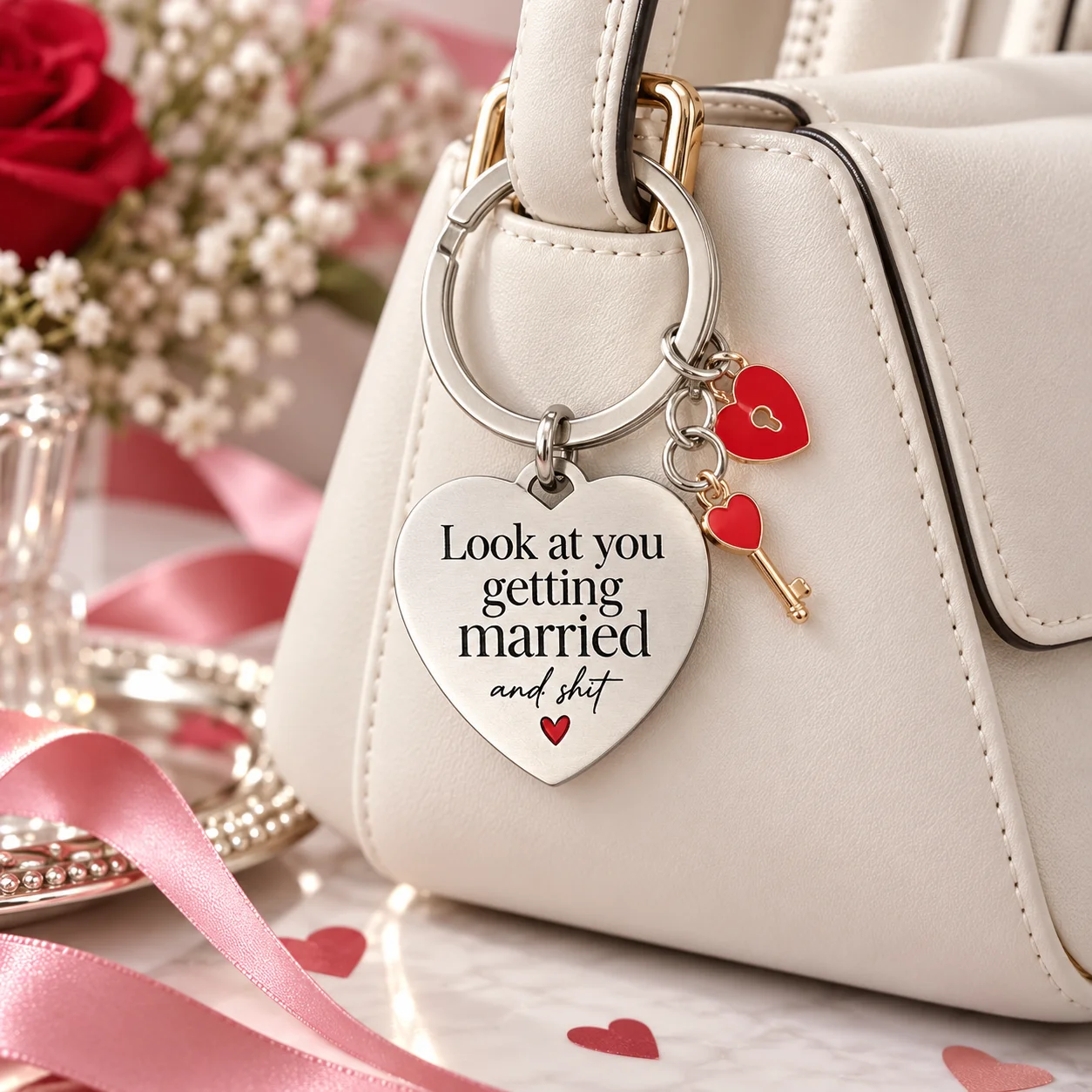 Bridal Shower Gifts Funny Engagement Gifts for Couples Heart Keychain for Women Newlyweds Accessories Wedding