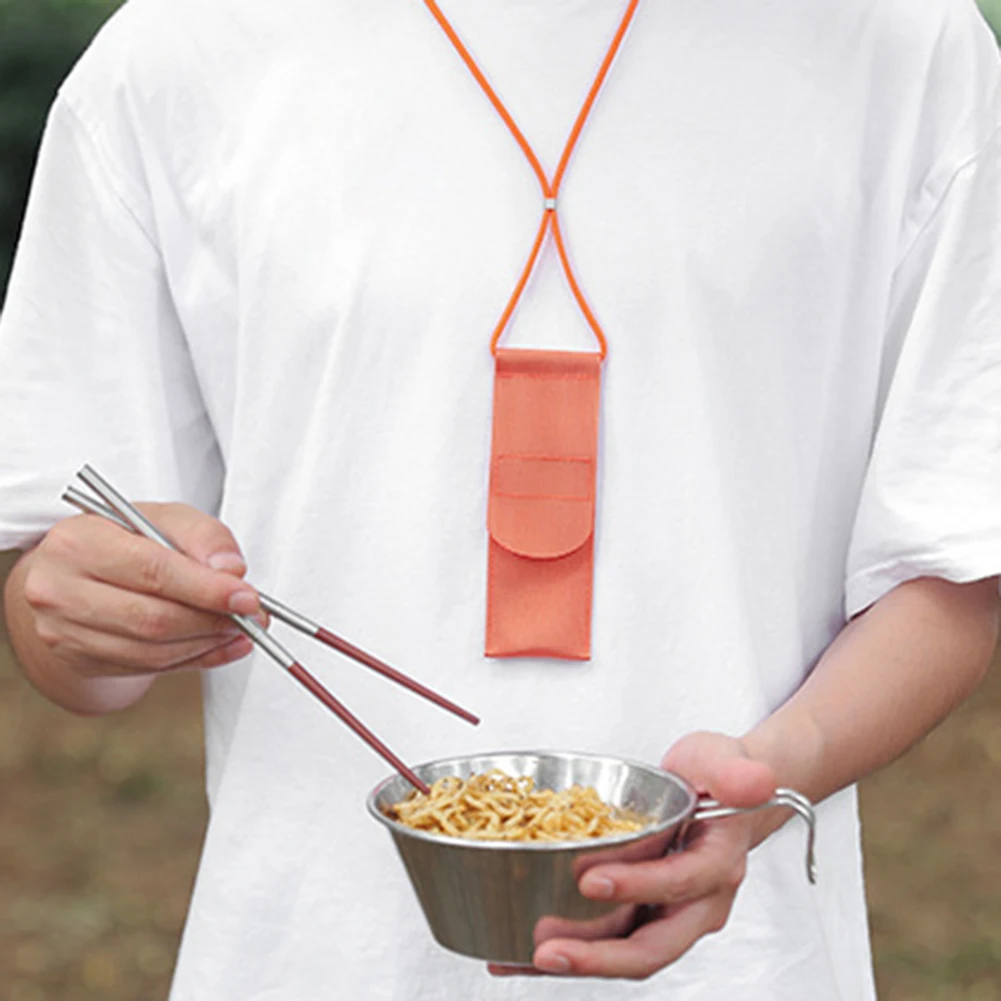 

Stainless Steel Spoon Fork & Chopsticks with Storage Bag Folding Fork Spoon and Wooden Chopsticks for Outdoor Travel Picnic