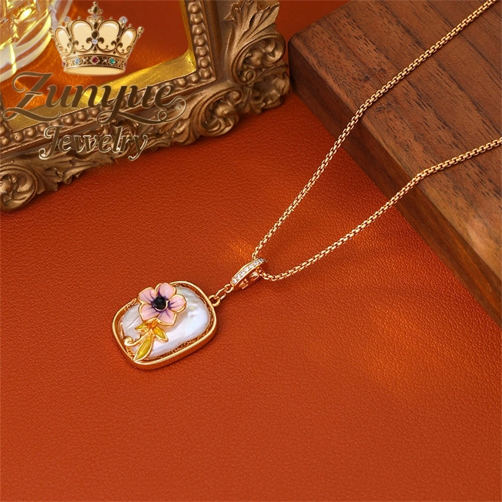 

Floral Baroque Freshwater Pearl Pendant Necklace High-End Sweater Chain, Long Style, Versatile Fashion Jewelry Exquisite Elegant