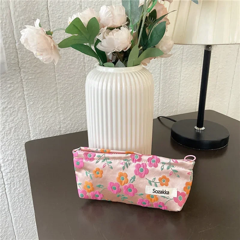 Pink Leopard Print Makeup Bag for Women Soft Multifunctional Cosmetic Organizer Storage Bag Cute Pencil Case