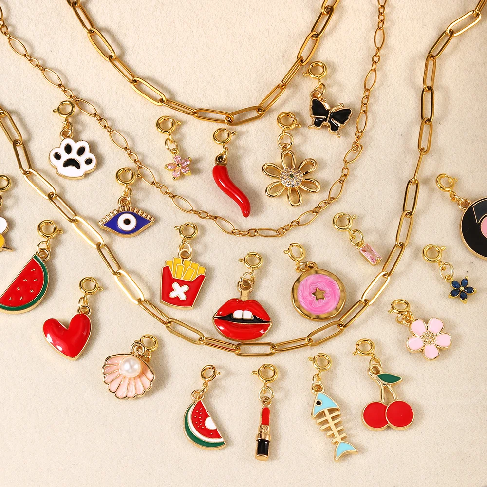 Fruit Pendant Charm For Women Cute Jewelry Kit Exquisite Cherry Strawberry Lemon Handmade Diy Making Jewelry Gift Accessories
