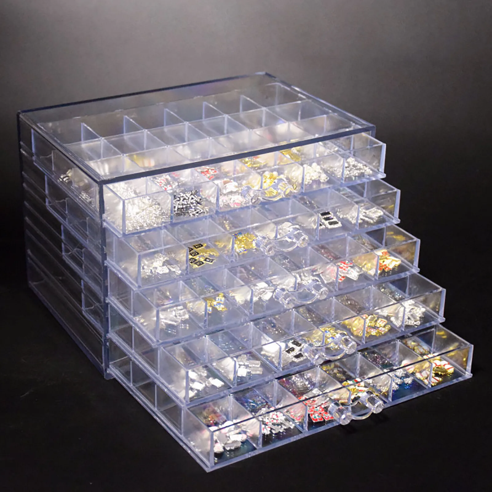 

5 Layers Nail Art Supplies Display Organizer 120 Grids Nail Art Storage Box