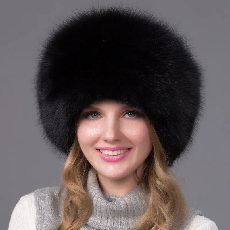 

Fox Fur Grass Hat Full Leather Mongolian Hat Genuine Leather Top Thickened Warm Ear Protection Hat Princess Hat Winter