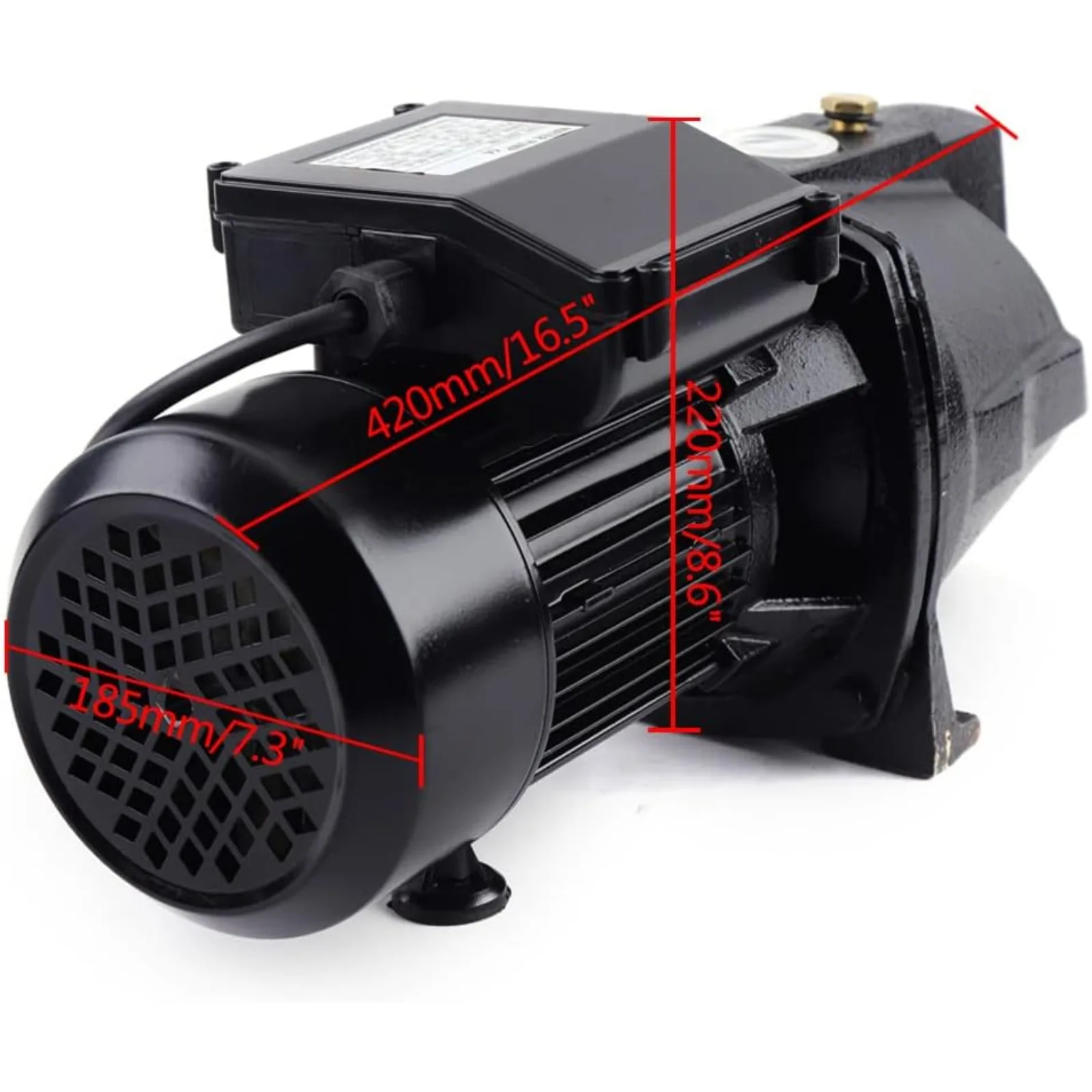 BYMAOCAR 1 HP 얕은 우물 제트 펌프(압력 스위치 포함), 1056.7G/h 고압 자체 프라이밍 워터 제트 펌프 750W