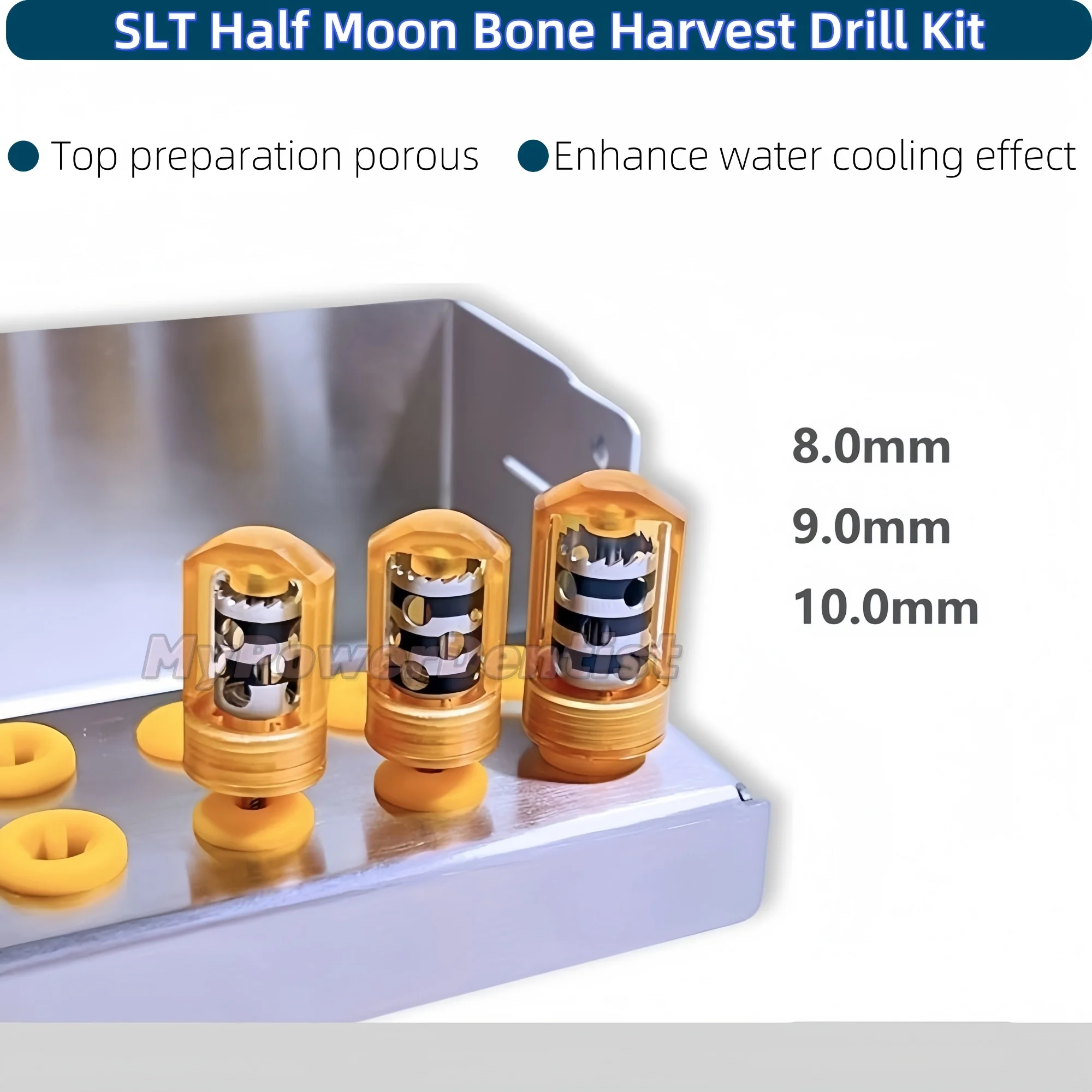 

3Pcs Dental SLT Half Moon Bone Harvest Drill Semilunar Technique Collector Drills 8.0/9.0/10.0mm